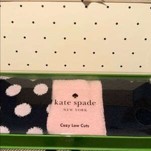 Kate Spade Three Pair Black and Pink Cozy Low Cut Socks